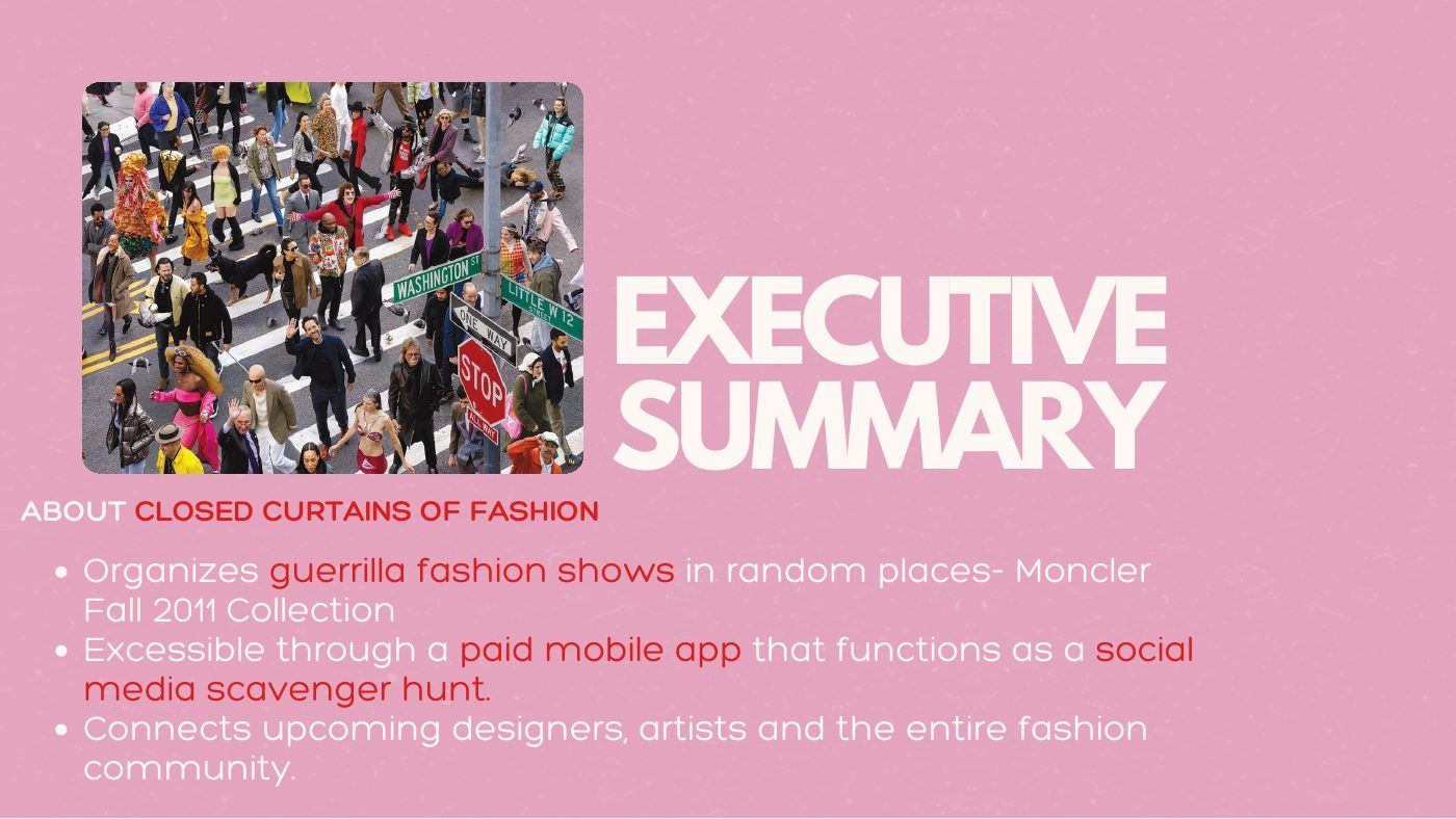Closed Curtains of Fashion slide: Executive summary